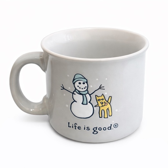 Life Is Good Other - Life Is Good Snowman Dog Mug 14oz Winter Coffee Cup Diner Style